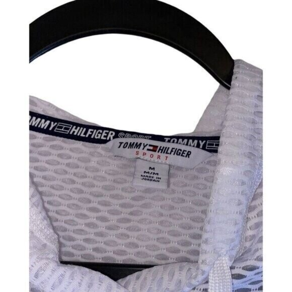 Tommy Hilfiger White Breathable Athletic Hoodie Top Size M - Picture 11 of 14